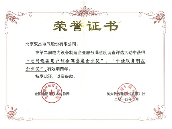 服务中意度证书